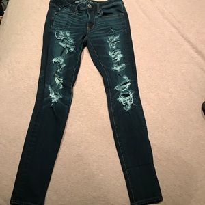 Dark wash distressed American eagle jeans